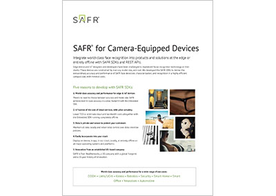 SAFR for Camera-Equipped Devices SDK Specifications Sheet