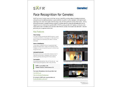 SAFR for Genetec Specifications Sheet