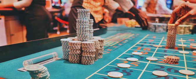 Casino table with chips